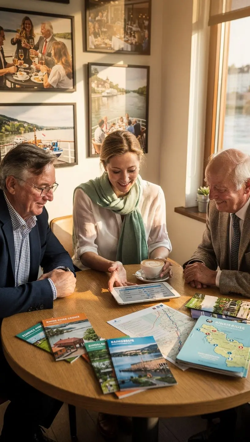 Kundenservice-Mitarbeiter berät Reisende freundlich am Telefon im Buchungsbüro